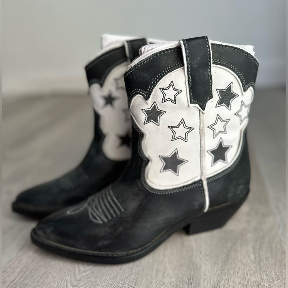 ZARA STAR LEATHER COWBOY ANKLE BOOTS - Picture 13 of 13